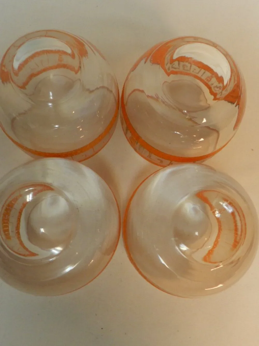 Royal Hickman Vintage Set 4 Fox Hunt Old Fashioned Rock Glasses orange frosted
